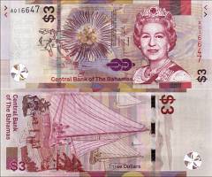*3 bahamské doláre Bahamy 2019, P78 UNC - Elizabeth II. - Kliknutím na obrázok zatvorte -